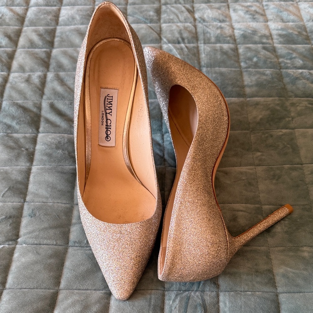 Jimmy Choo Sparkling Gold Heels